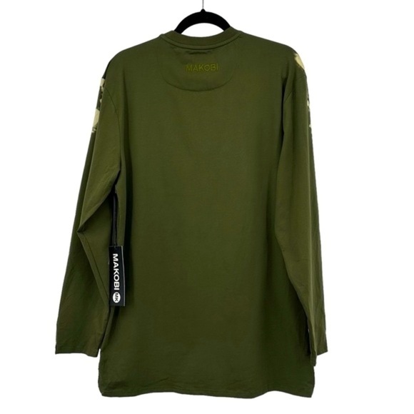 NEW MAKOBI Big & Tall Mastermind T-Shirt Khaki Green Tie Dye Crystals Size Large - Picture 2 of 6